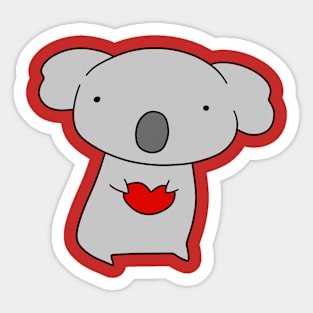 Koala Holding a Heart Sticker